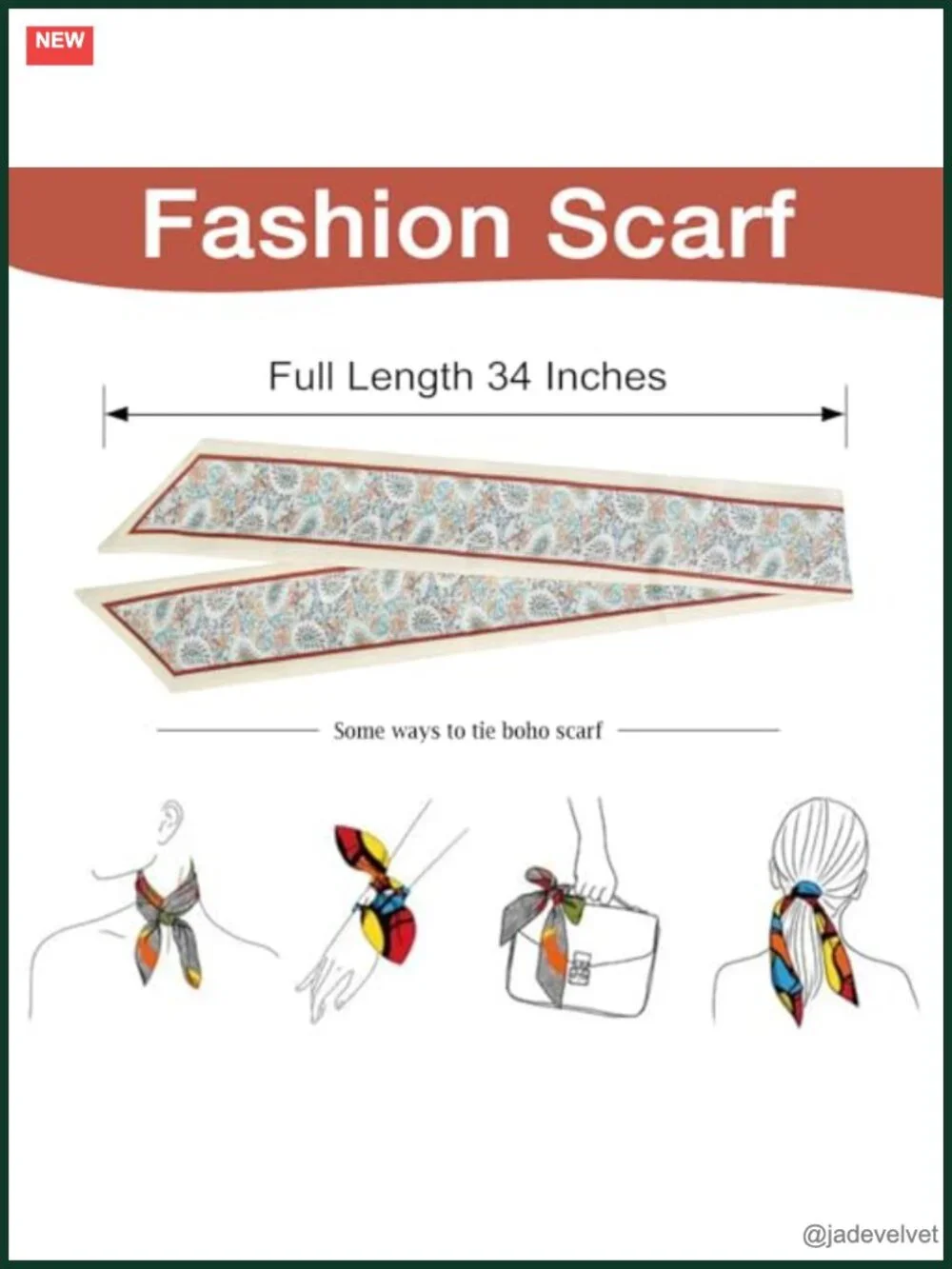 4 Pack Multifunctional Boho Satin Scarves for Women Headband Hair Accessories